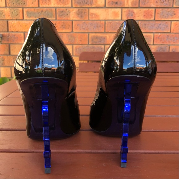 **SOLD** Saint Laurent YSL Opyum 110 Patent Heels Blue Black 37 - Picture 4 of 8
